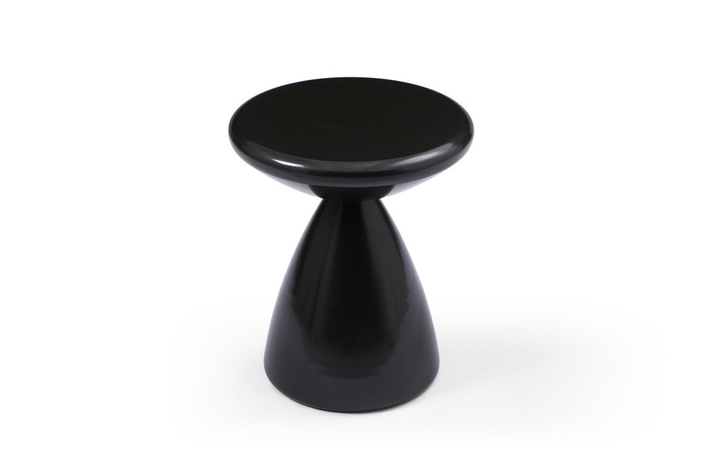 Black Steel Cinched High Waist Round Pedestal End Table - 18-inch
