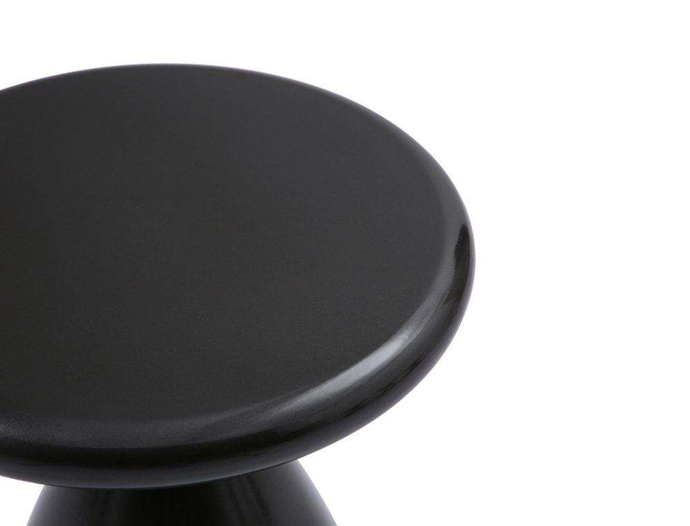 Black Steel Cinched High Waist Round Pedestal End Table - 18-inch