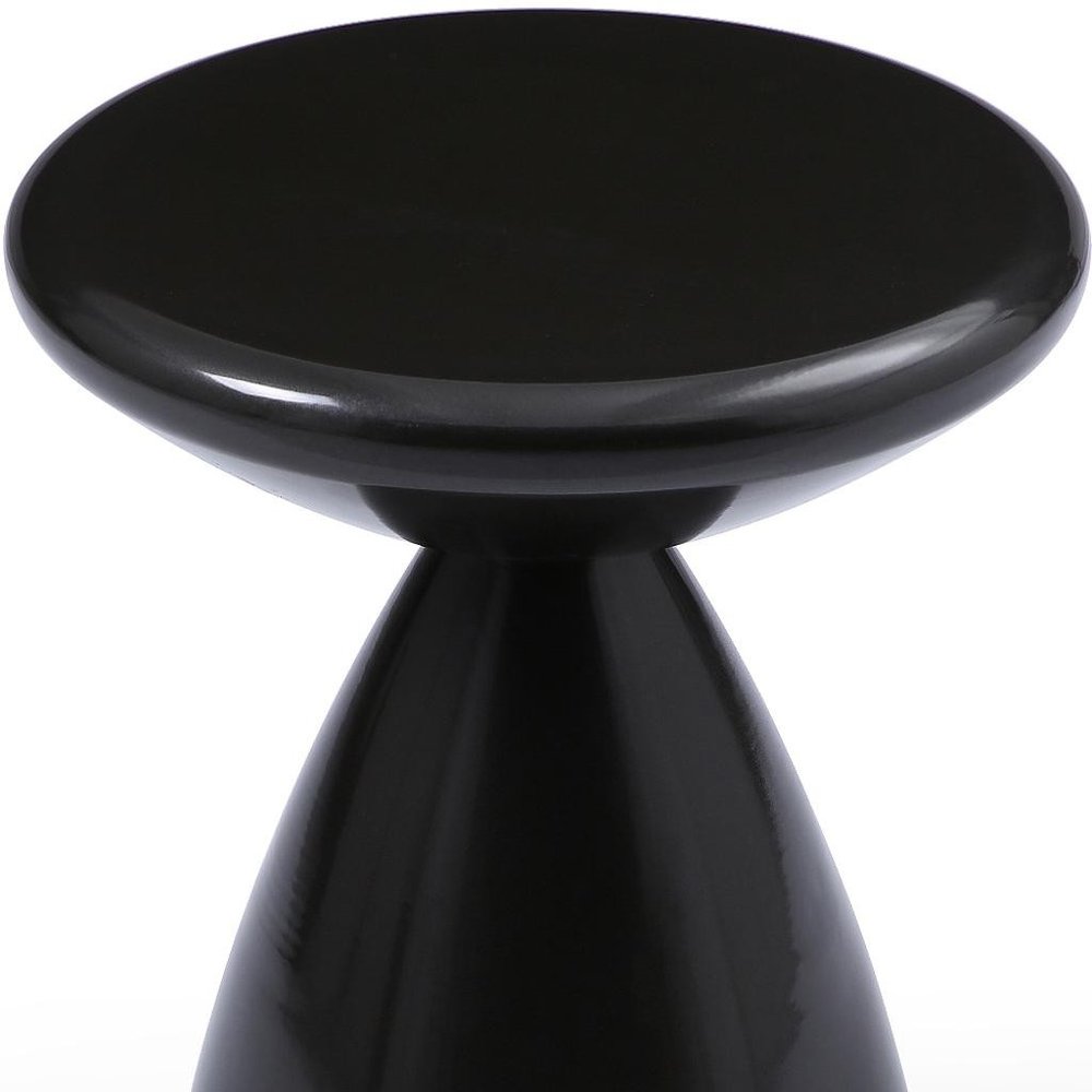 Black Steel Cinched High Waist Round Pedestal End Table - 18-inch