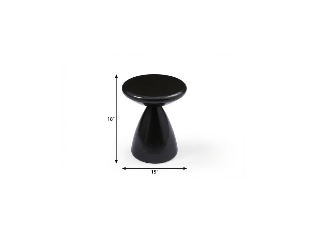 Black Steel Cinched High Waist Round Pedestal End Table - 18-inch