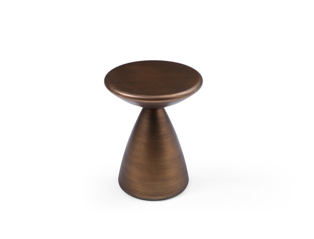 Bronze Steel Cinched High Waist Round Pedestal End Table - 18-inch