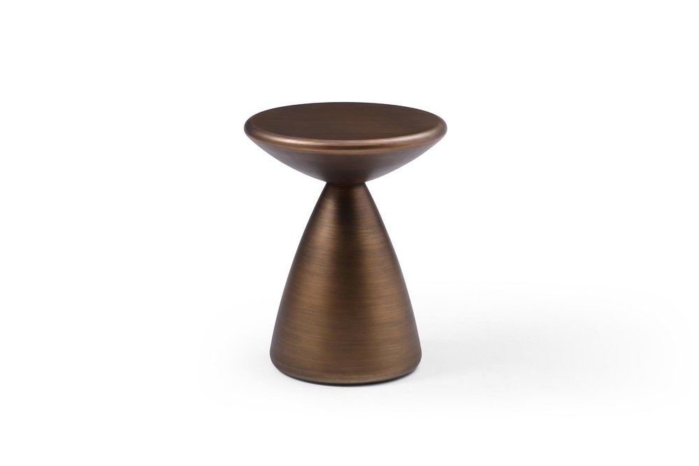 Bronze Steel Cinched High Waist Round Pedestal End Table - 18-inch