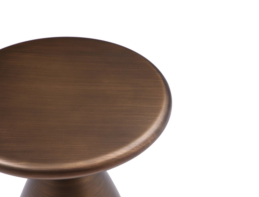 Bronze Steel Cinched High Waist Round Pedestal End Table - 18-inch