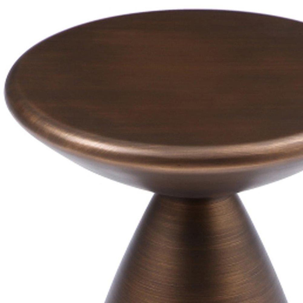 Bronze Steel Cinched High Waist Round Pedestal End Table - 18-inch