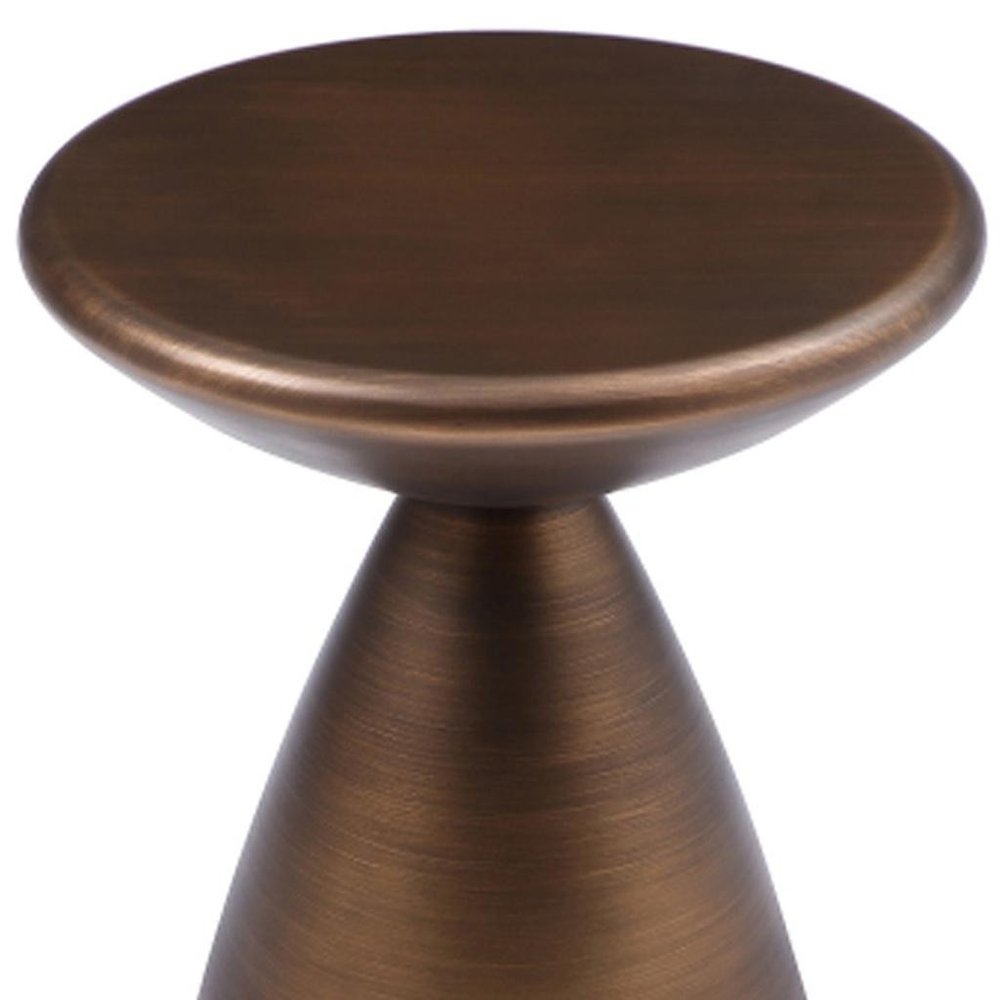 Bronze Steel Cinched High Waist Round Pedestal End Table - 18-inch