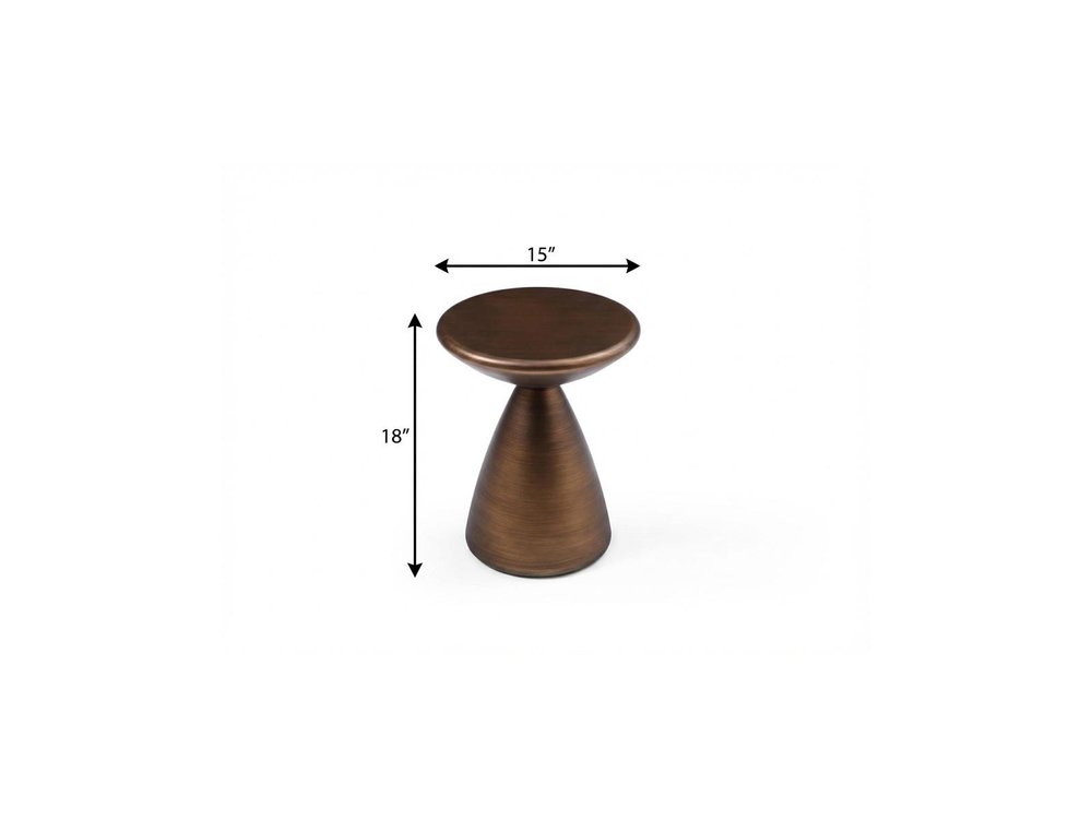 Bronze Steel Cinched High Waist Round Pedestal End Table - 18-inch