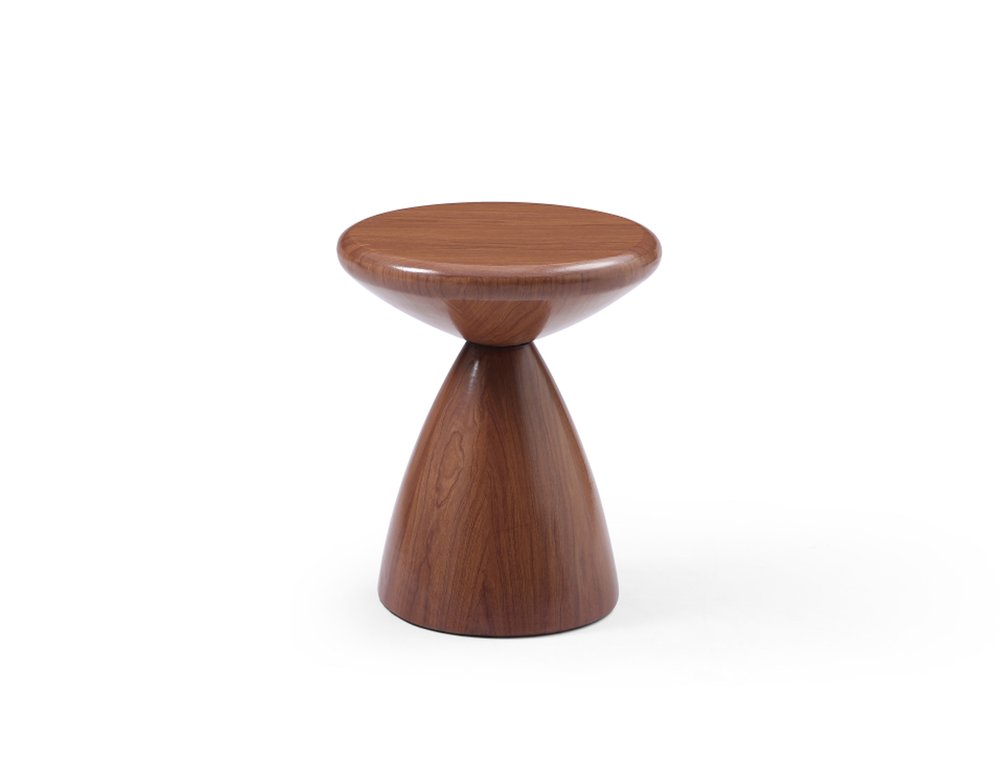 Walnut Steel Cinched High Waist Round Pedestal End Table - 18-inch