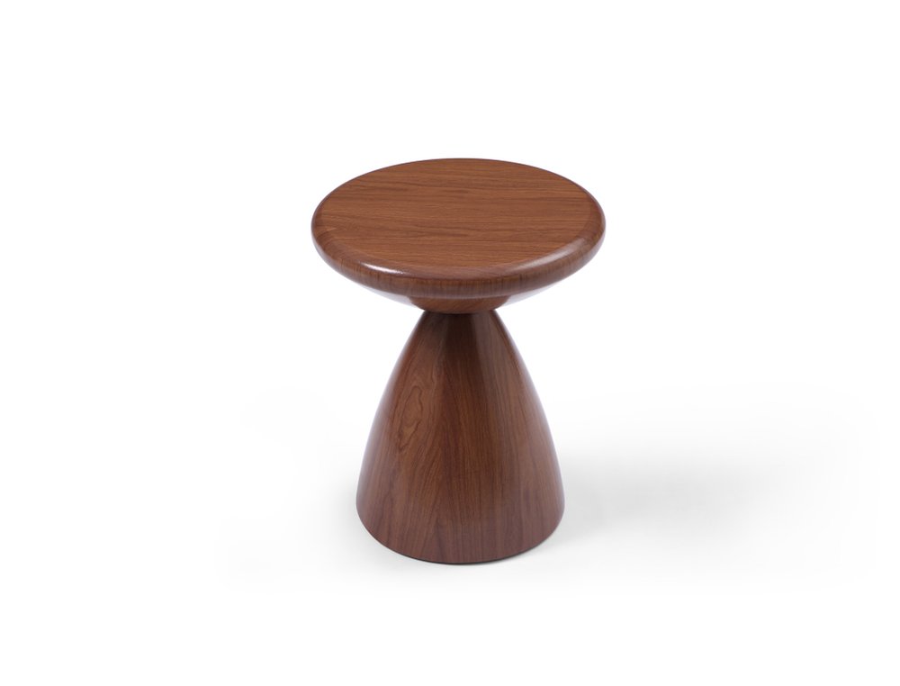 Walnut Steel Cinched High Waist Round Pedestal End Table - 18-inch