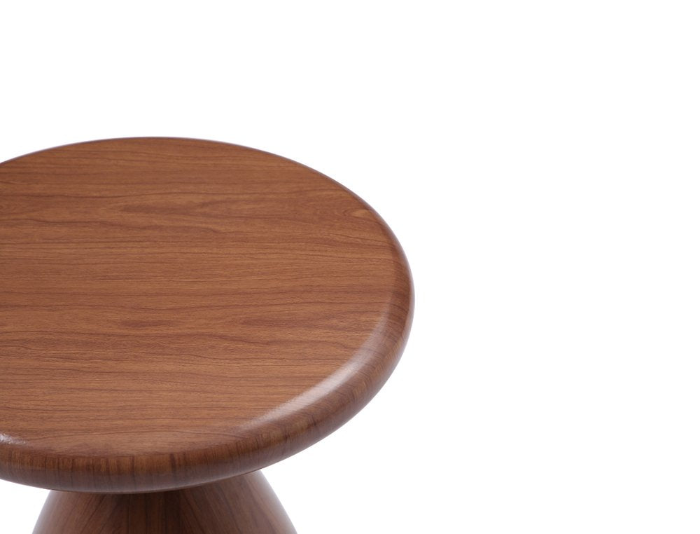 Walnut Steel Cinched High Waist Round Pedestal End Table - 18-inch