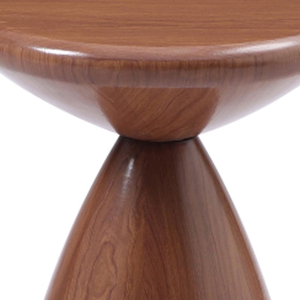 Walnut Steel Cinched High Waist Round Pedestal End Table - 18-inch