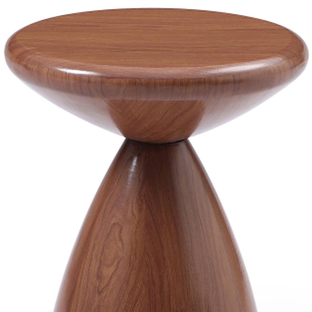 Walnut Steel Cinched High Waist Round Pedestal End Table - 18-inch