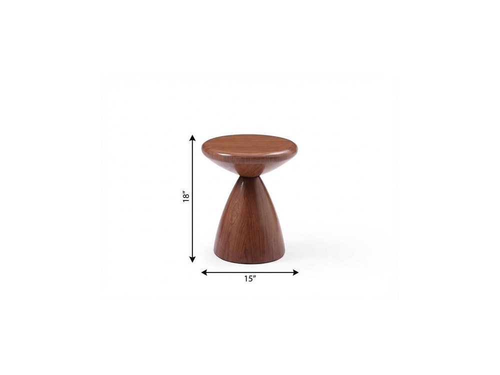 Walnut Steel Cinched High Waist Round Pedestal End Table - 18-inch