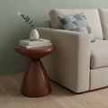 Walnut Steel Cinched High Waist Round Pedestal End Table - 18-inch