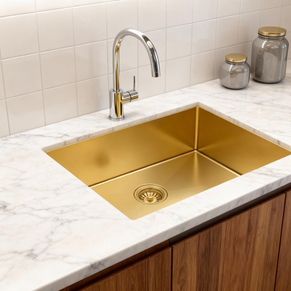 Gold Stainless Steel Undermount Kitchen Sink - 10 X 27-inch