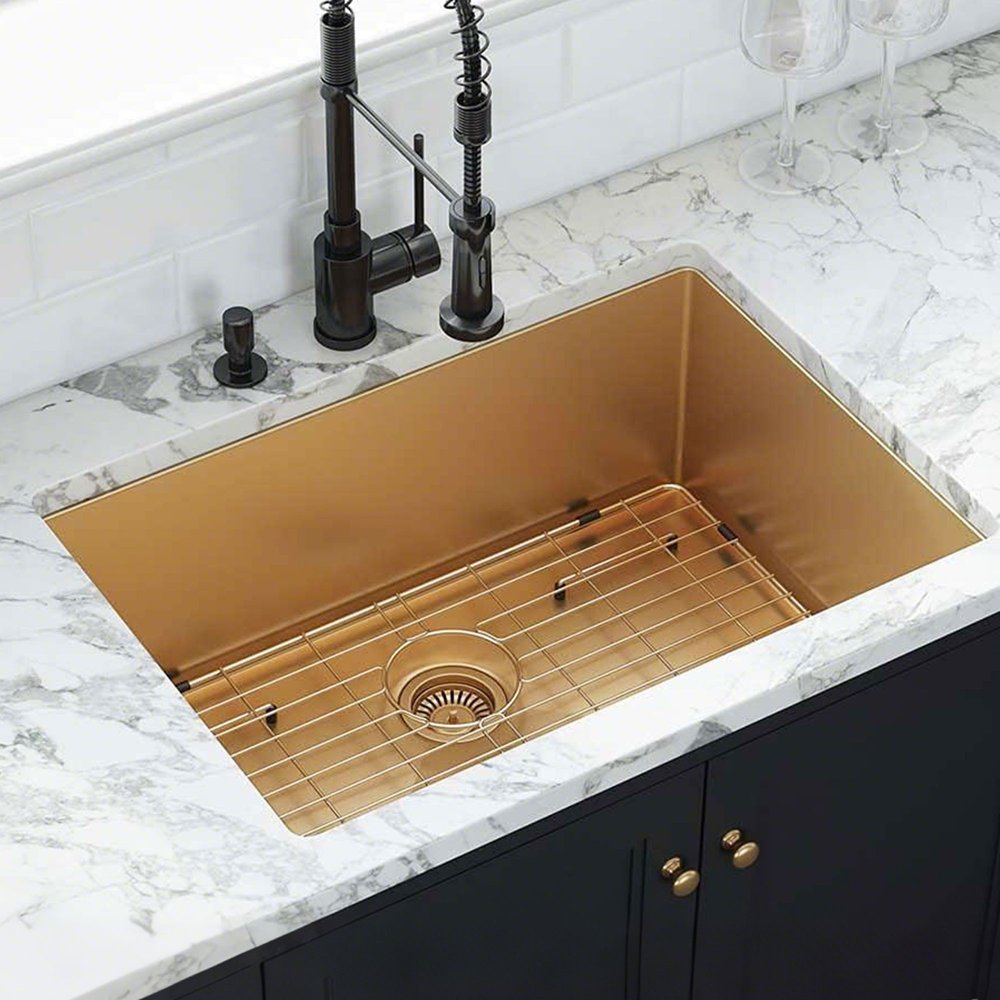 Gold Stainless Steel Undermount Kitchen Sink - 10 X 27-inch