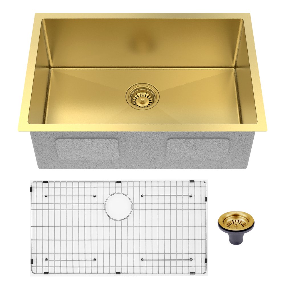 Gold Stainless Steel Undermount Kitchen Sink - 10 X 27-inch