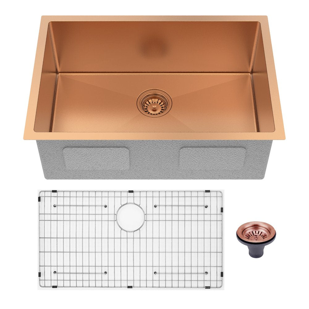 Rose Gold Stainless Steel Undermount Kitchen Sink - 10 X 27-inch
