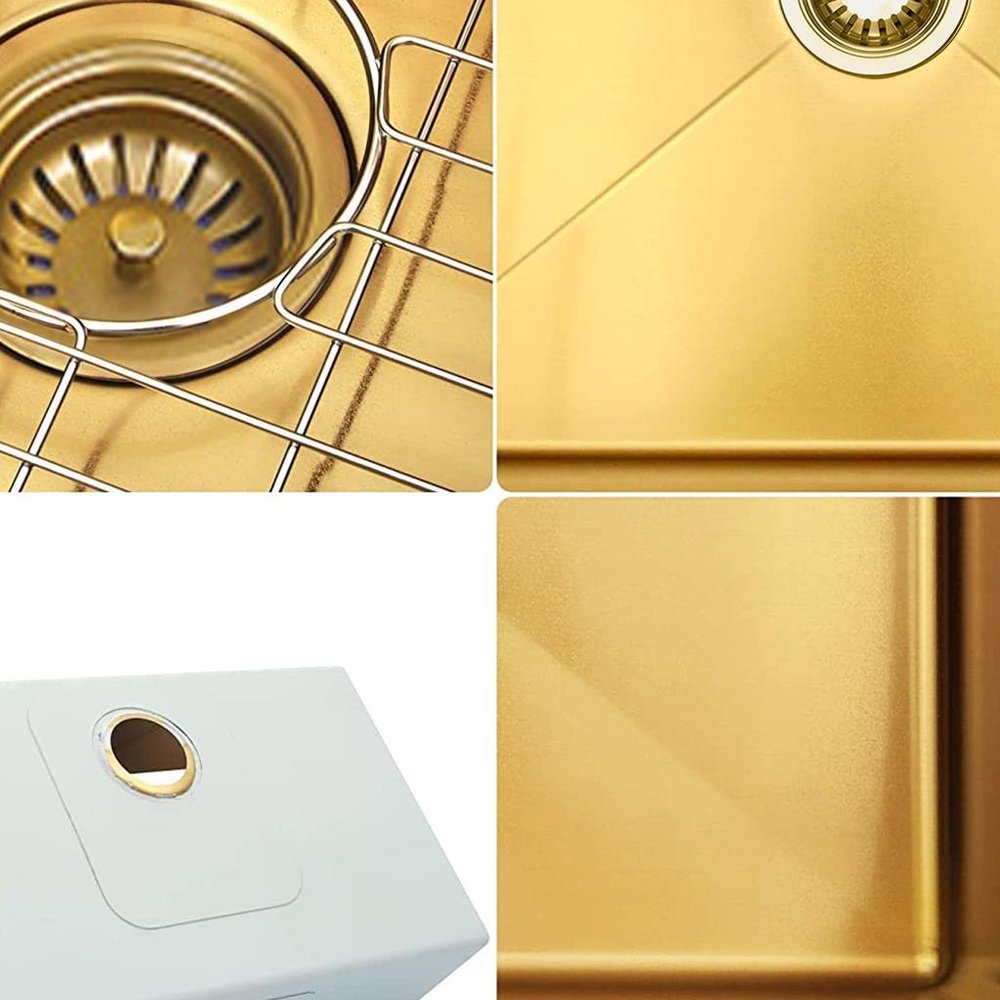 Gold Stainless Steel Undermount Kitchen Sink - 10 X 33-inch