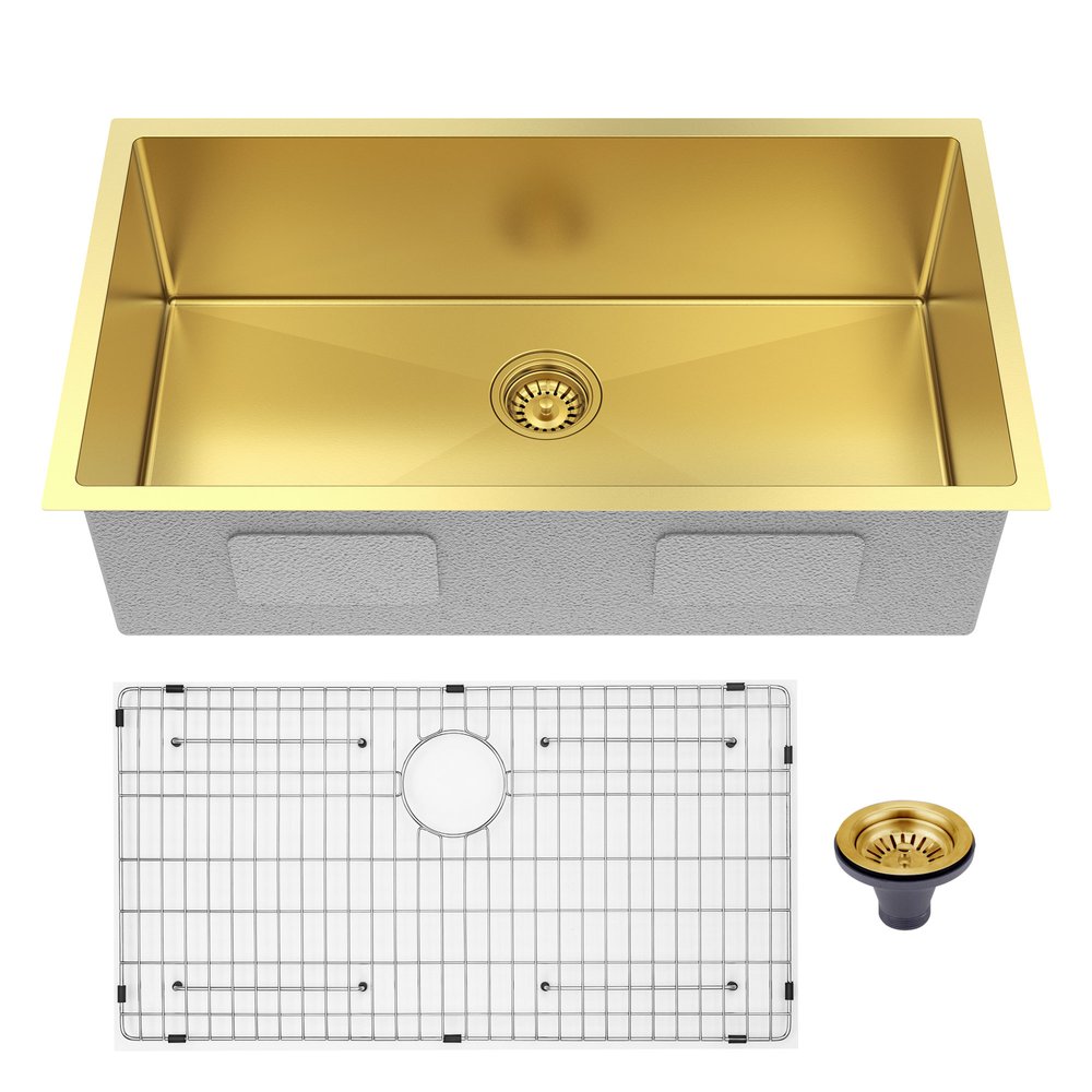 Gold Stainless Steel Undermount Kitchen Sink - 10 X 33-inch