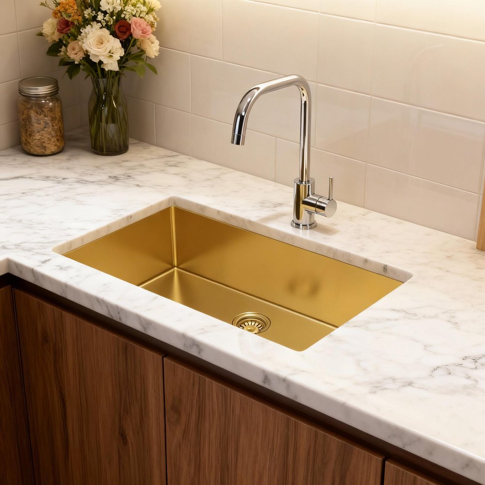 Gold Stainless Steel Undermount Kitchen Sink - 10 X 33-inch
