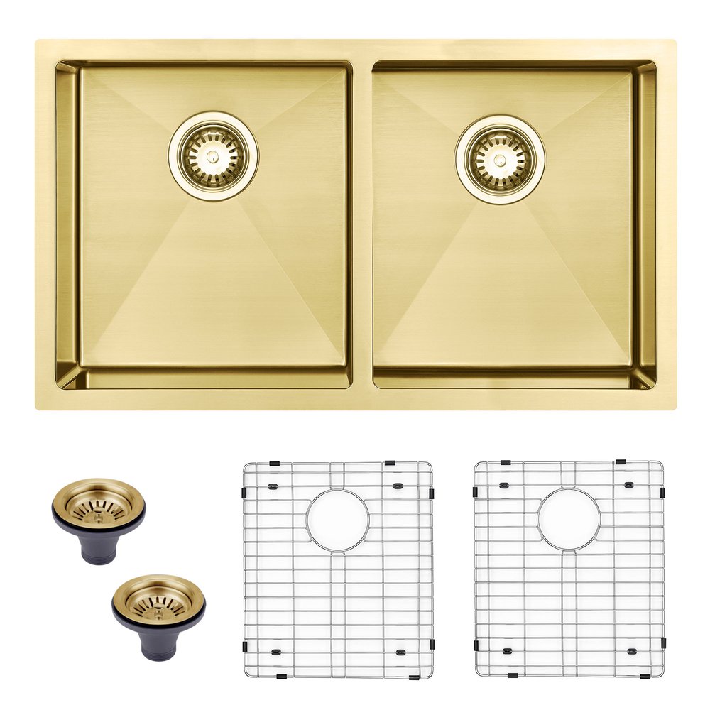 Gold Stainless Steel Undermount Kitchen Sink - 10 X 33-inch