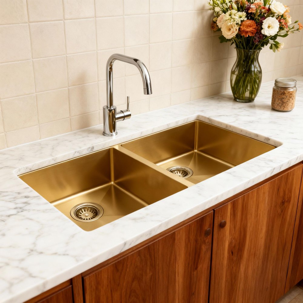 Gold Stainless Steel Undermount Kitchen Sink - 10 X 33-inch