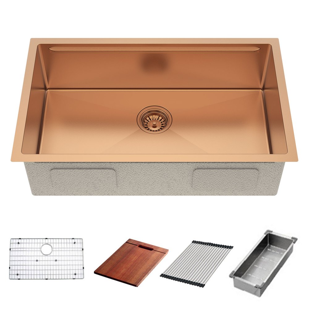 Gold Stainless Steel Undermount Kitchen Sink - 9 X 30-inch