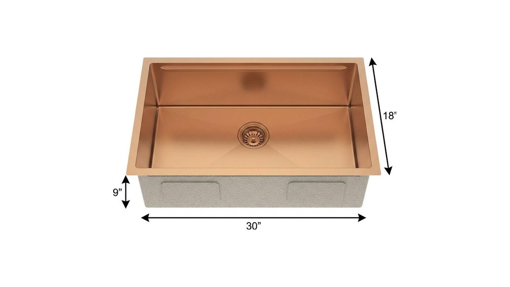 Gold Stainless Steel Undermount Kitchen Sink - 9 X 30-inch