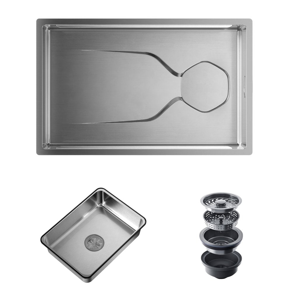 Silver Stainless Steel Undermount Kitchen Sink - 9 X 30-inch