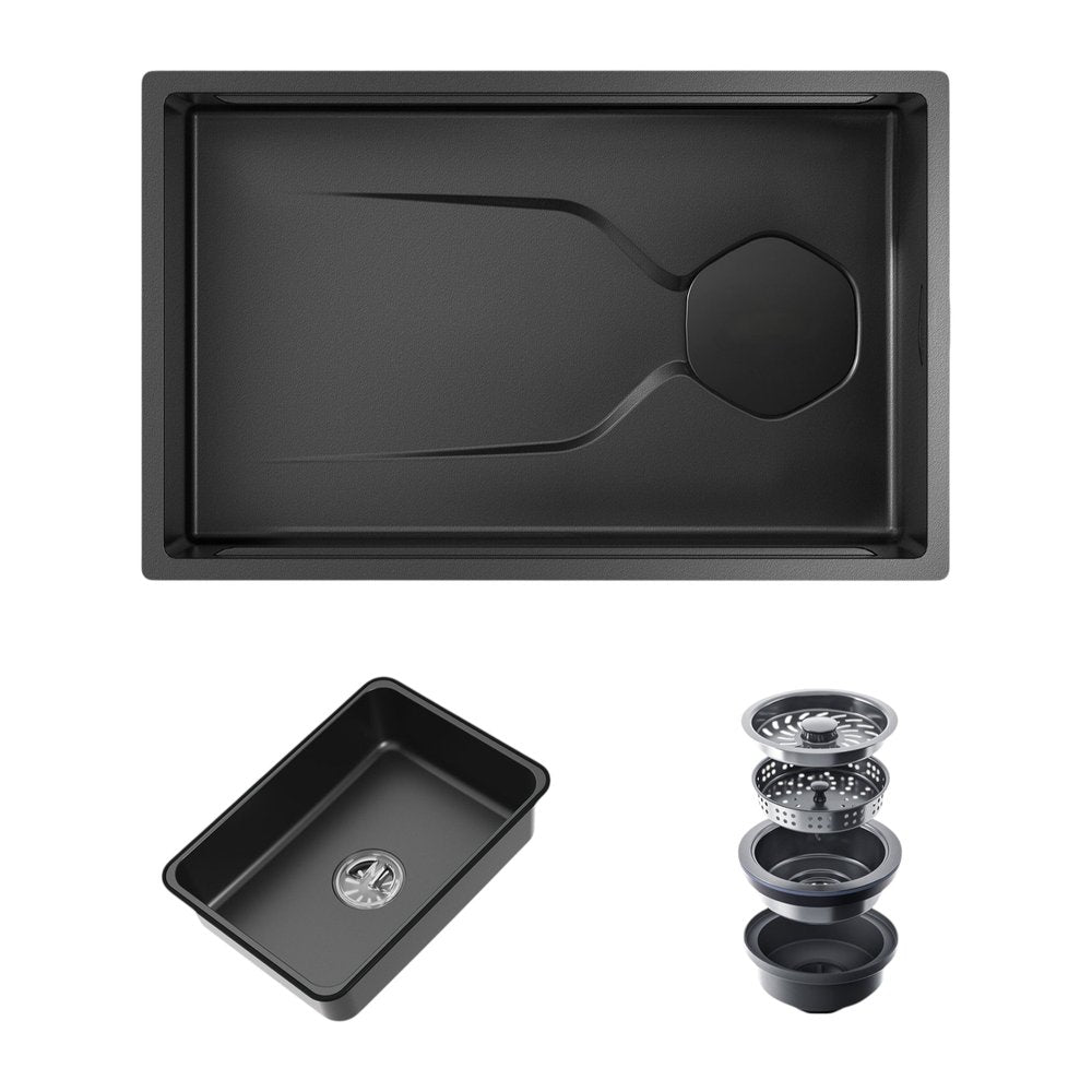 Black Stainless Steel Undermount Kitchen Sink - 9 X 30-inch