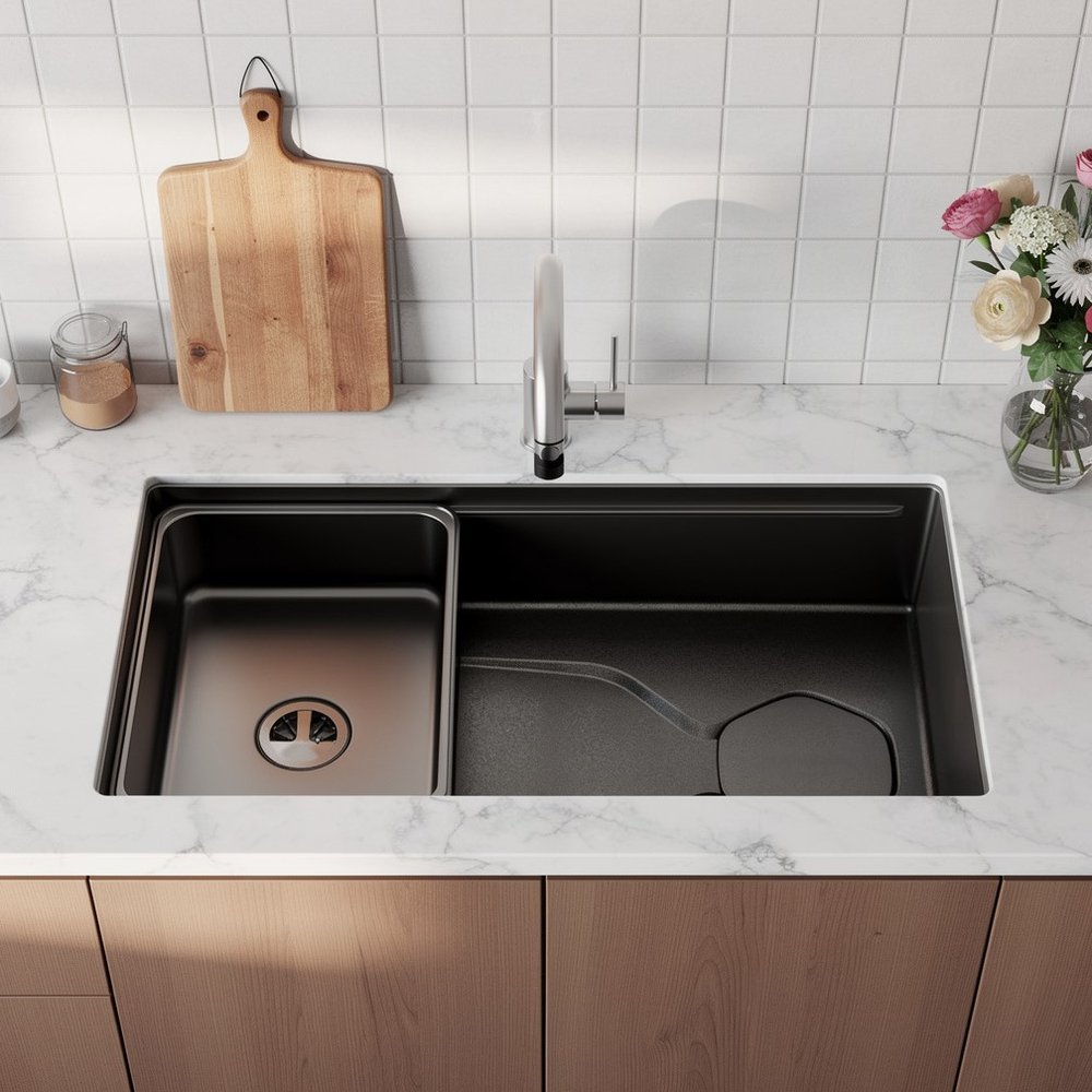 Black Stainless Steel Undermount Kitchen Sink - 9 X 30-inch