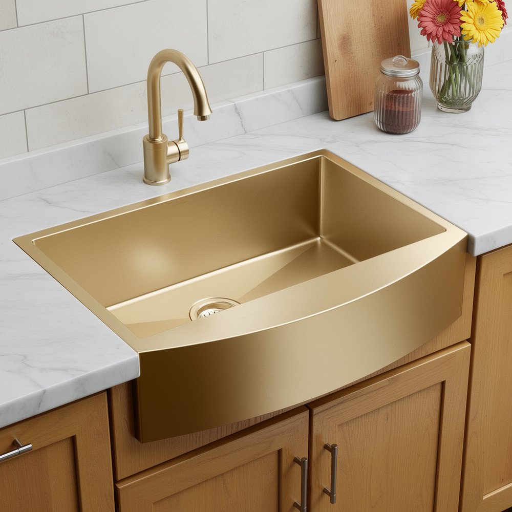 Gold Stainless Steel Undermount Kitchen Sink - 10 X 33-inch