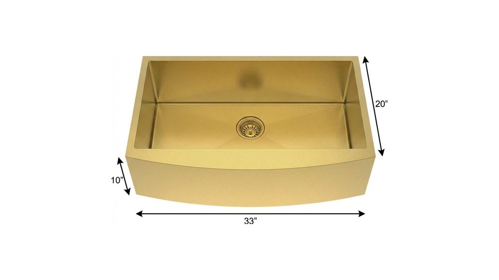 Gold Stainless Steel Undermount Kitchen Sink - 10 X 33-inch