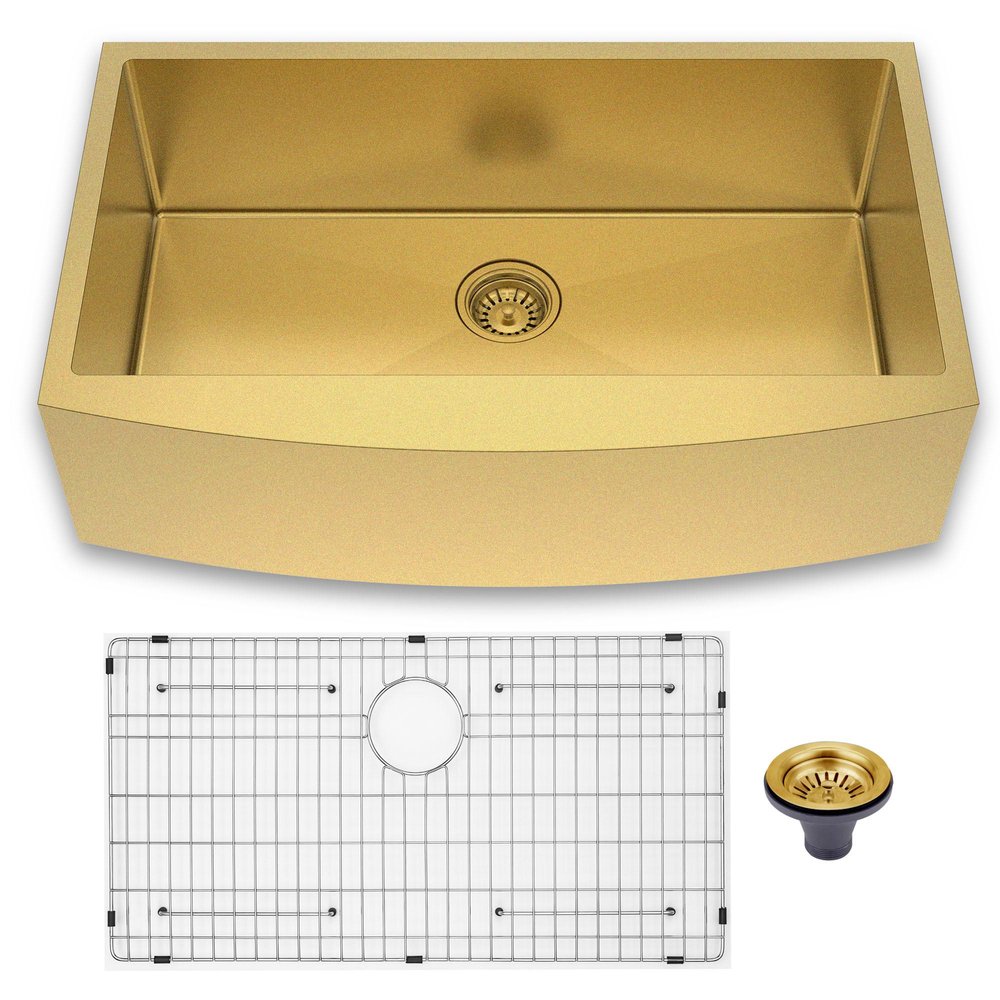Gold Stainless Steel Undermount Kitchen Sink - 10 X 33-inch