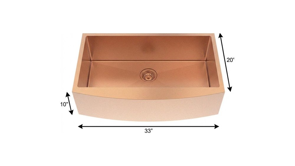 Gold Stainless Steel Undermount Kitchen Sink - 10 X 33-inch