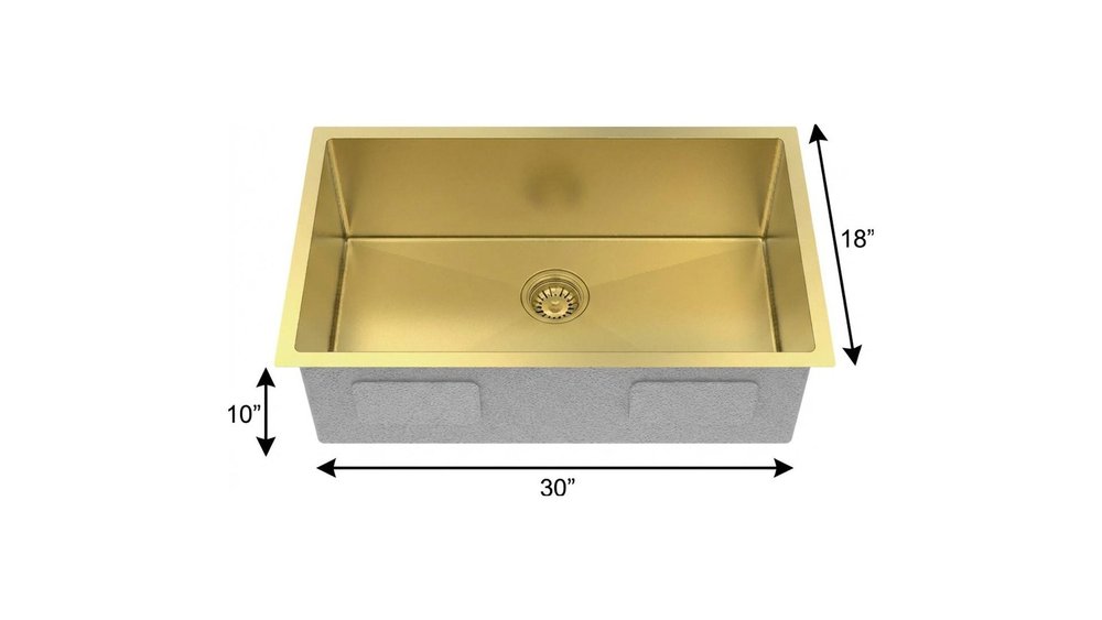 Gold Stainless Steel Undermount Kitchen Sink - 10 X 30-inch