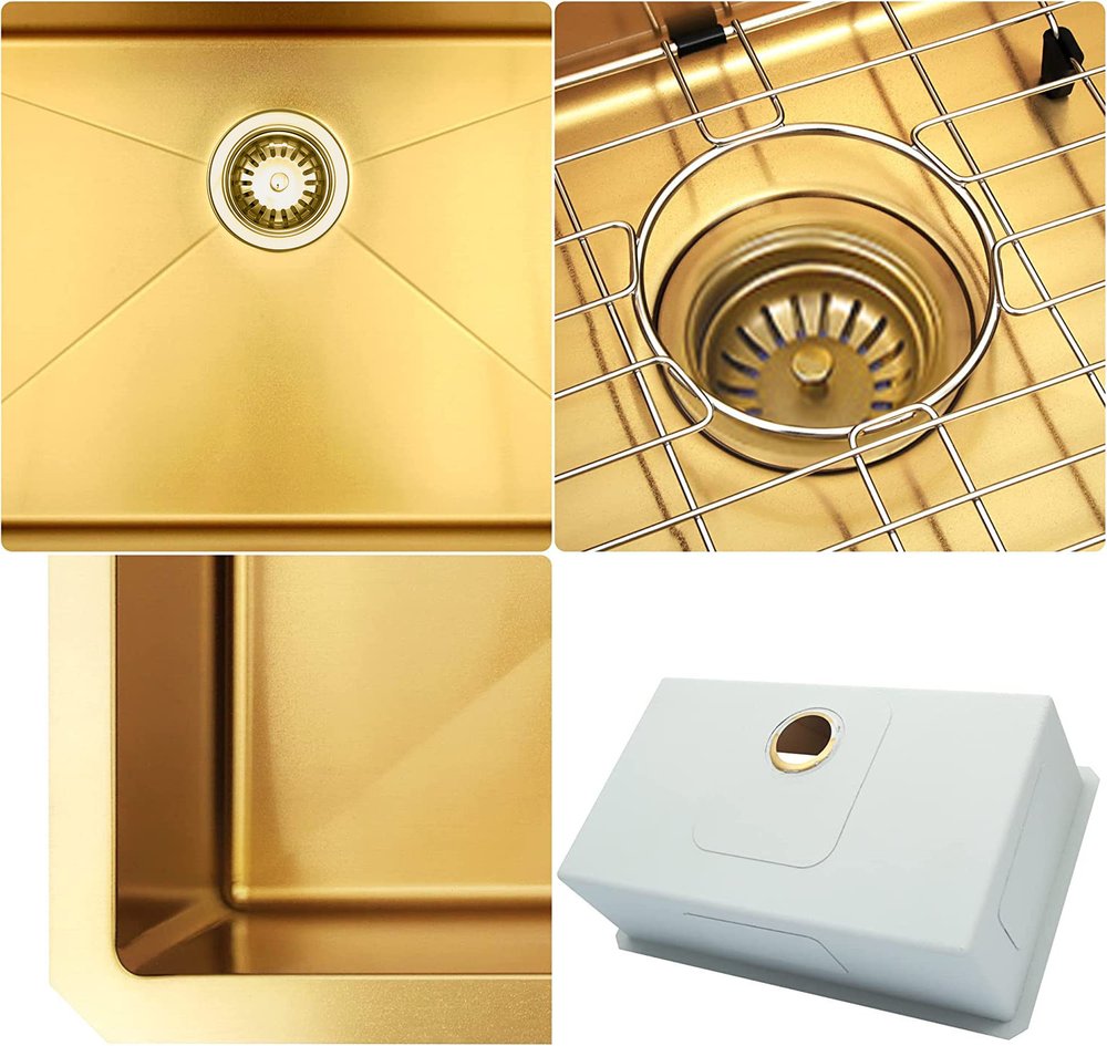 Gold Stainless Steel Undermount Kitchen Sink - 10 X 30-inch