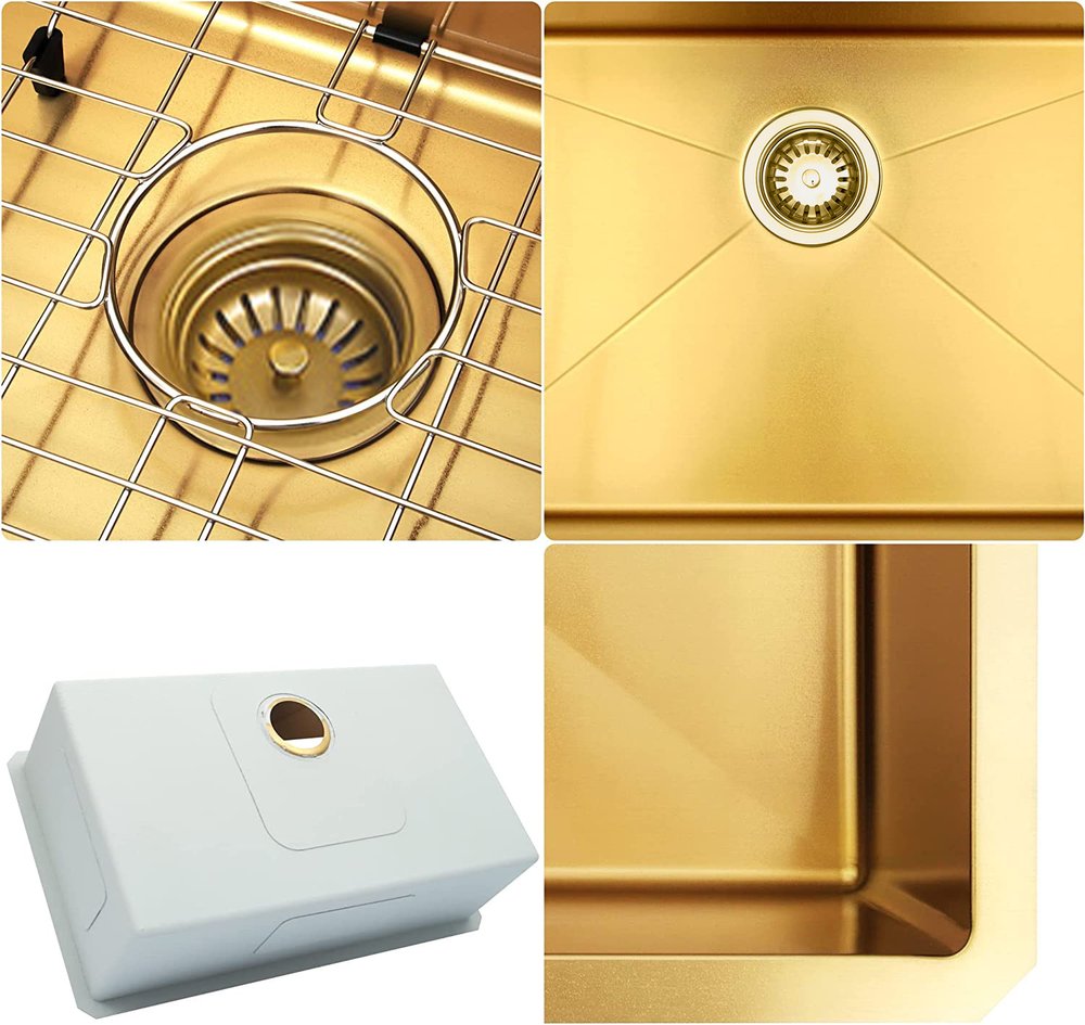 Gold Stainless Steel Undermount Kitchen Sink - 10 X 30-inch