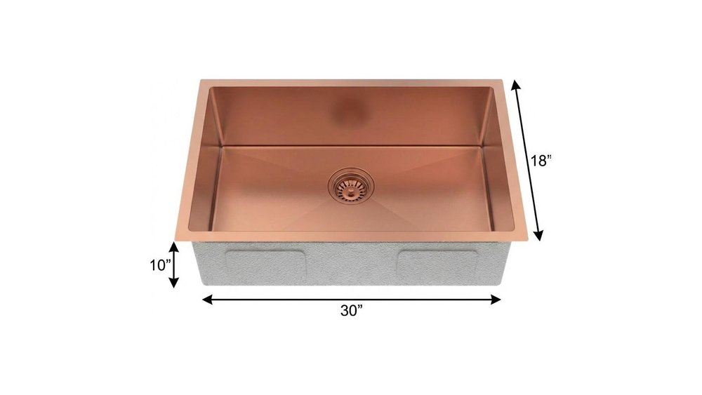 Gold Stainless Steel Undermount Kitchen Sink - 10 X 30-inch