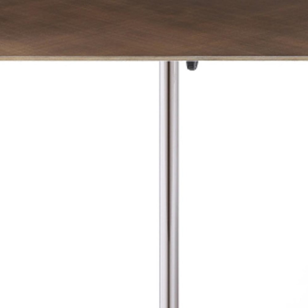 Bronze and Silver Steel Height Adjustable Square Pedestal End Table