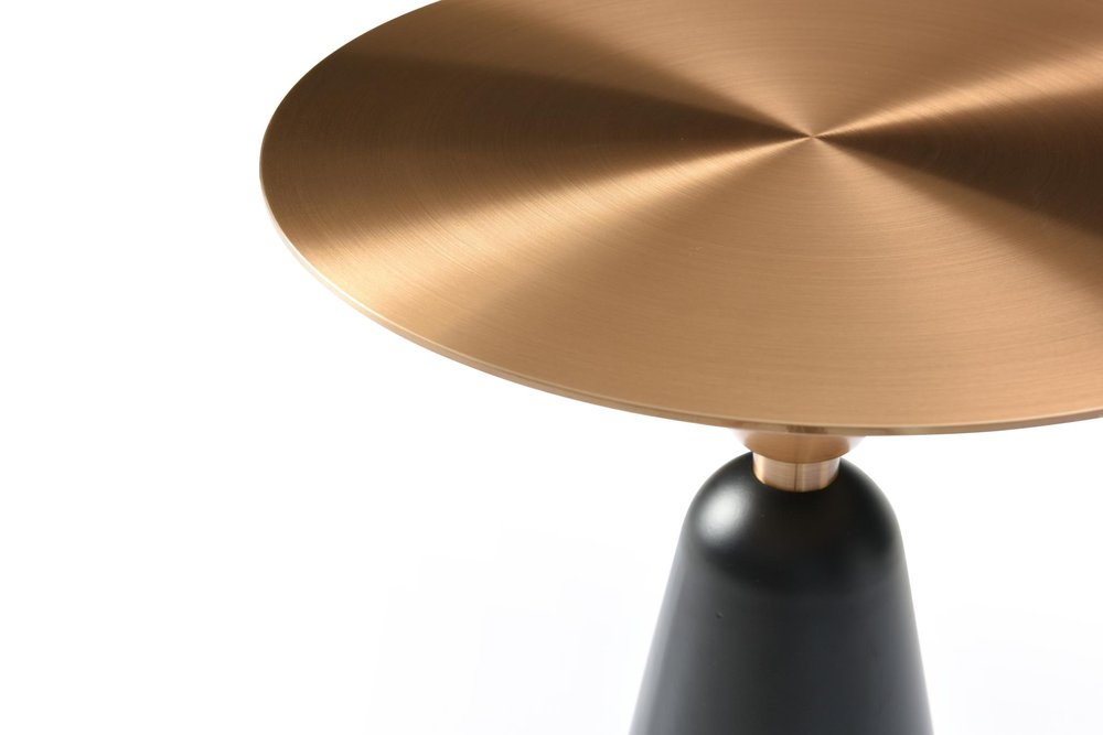 Rose Gold and Black Stainless Steel and Steel Round Pedestal End Table