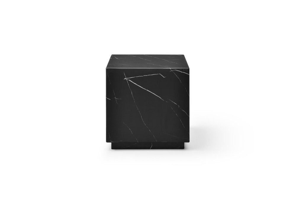 Black Marble Square Block End Table - 20-inch