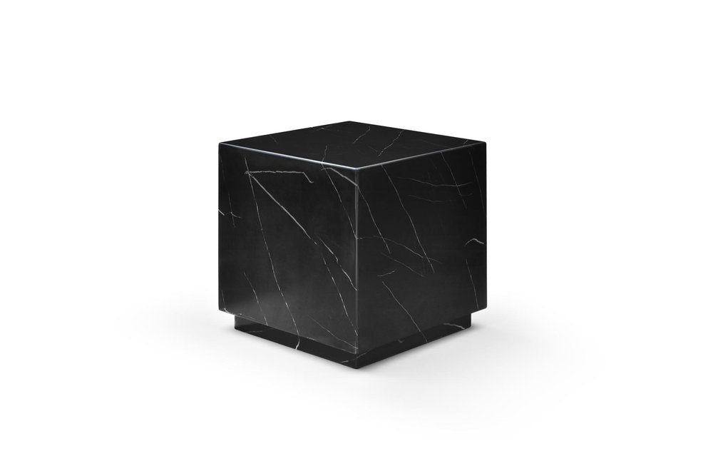 Black Marble Square Block End Table - 20-inch
