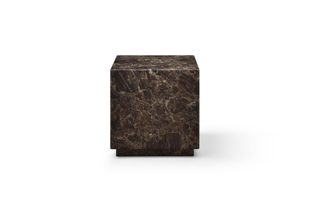 Brown Marble Square Block End Table - 20-inch