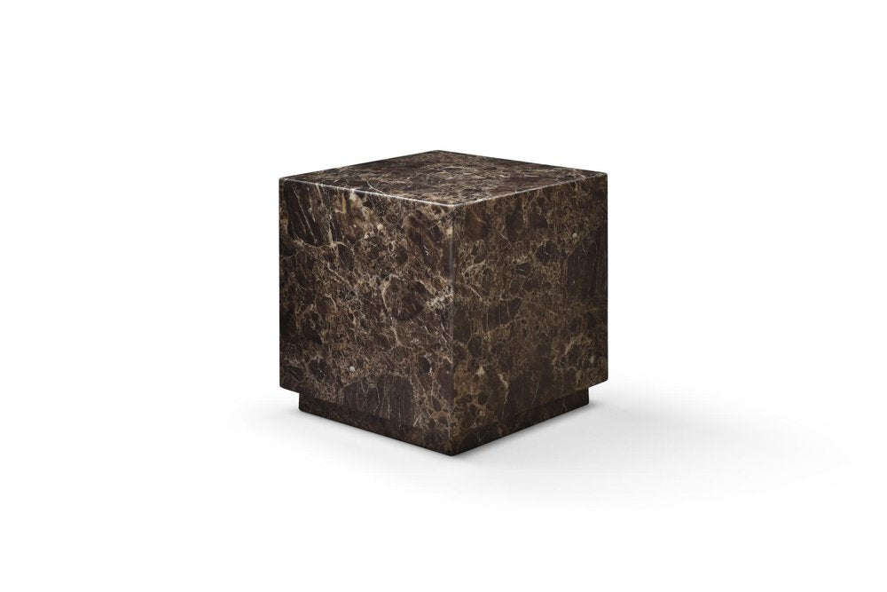 Brown Marble Square Block End Table - 20-inch