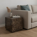 Brown Marble Square Block End Table - 20-inch