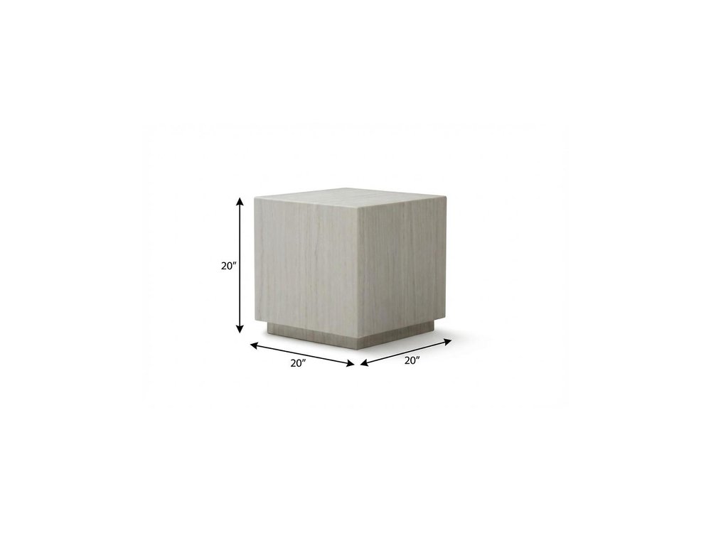Beige Marble Square Block End Table - 20-inch