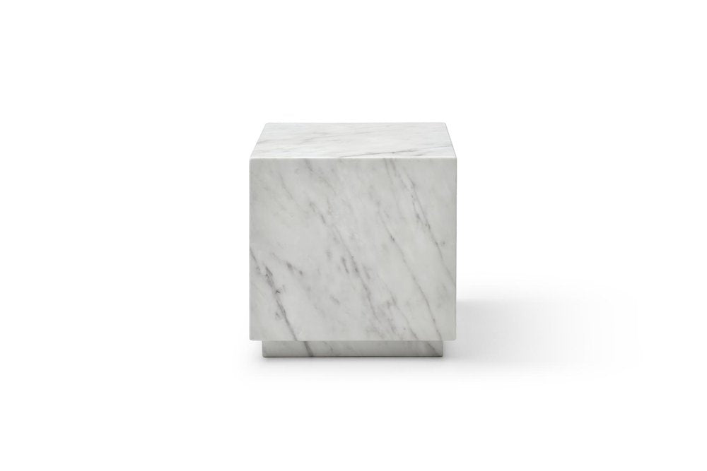 White Marble Square Block End Table - 20-inch
