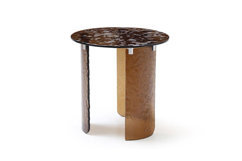 Bronze Glass Round End Table - 20-inch