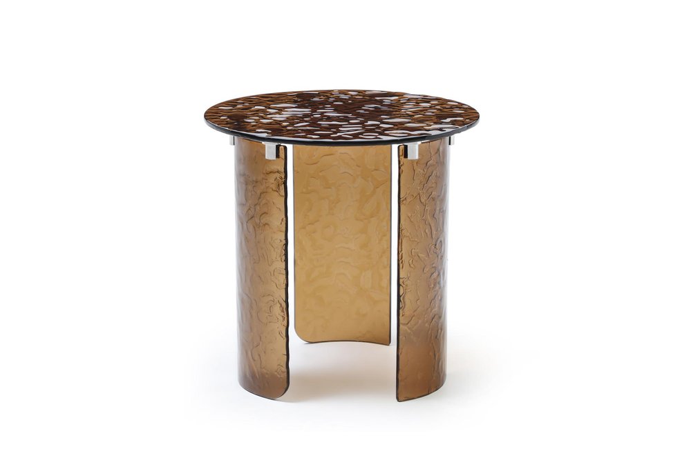 Bronze Glass Round End Table - 20-inch